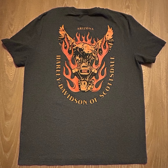 Harley-Davidson Men's Dark Gray Tee with Orange Accents - Picture 2 of 3